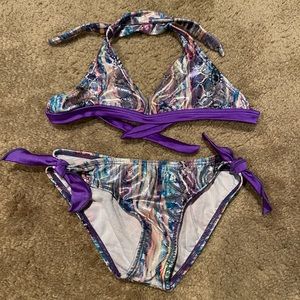 NWT Biscotti purple metallic tie dye bathing suit